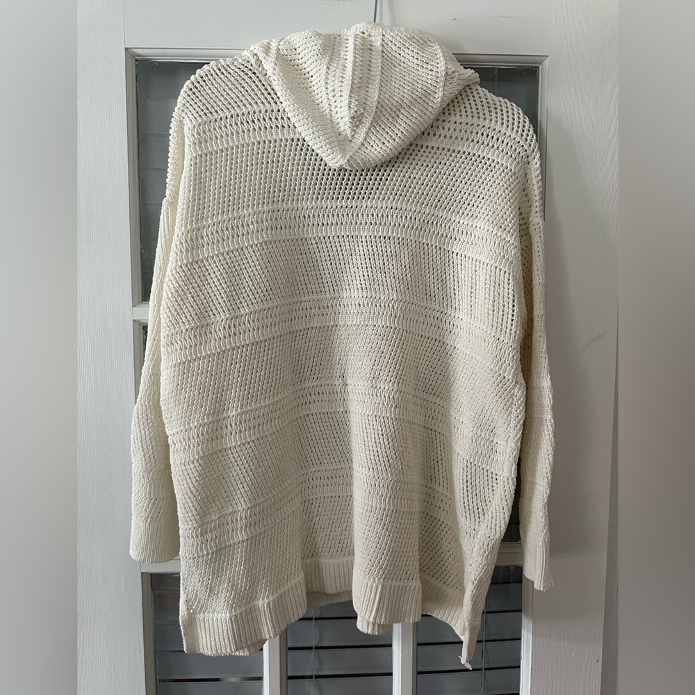 Nicole Miller Artelier Women's 1X Cream Crochet Hooded Sweater | SKU 0726 - Picture 2 of 7
